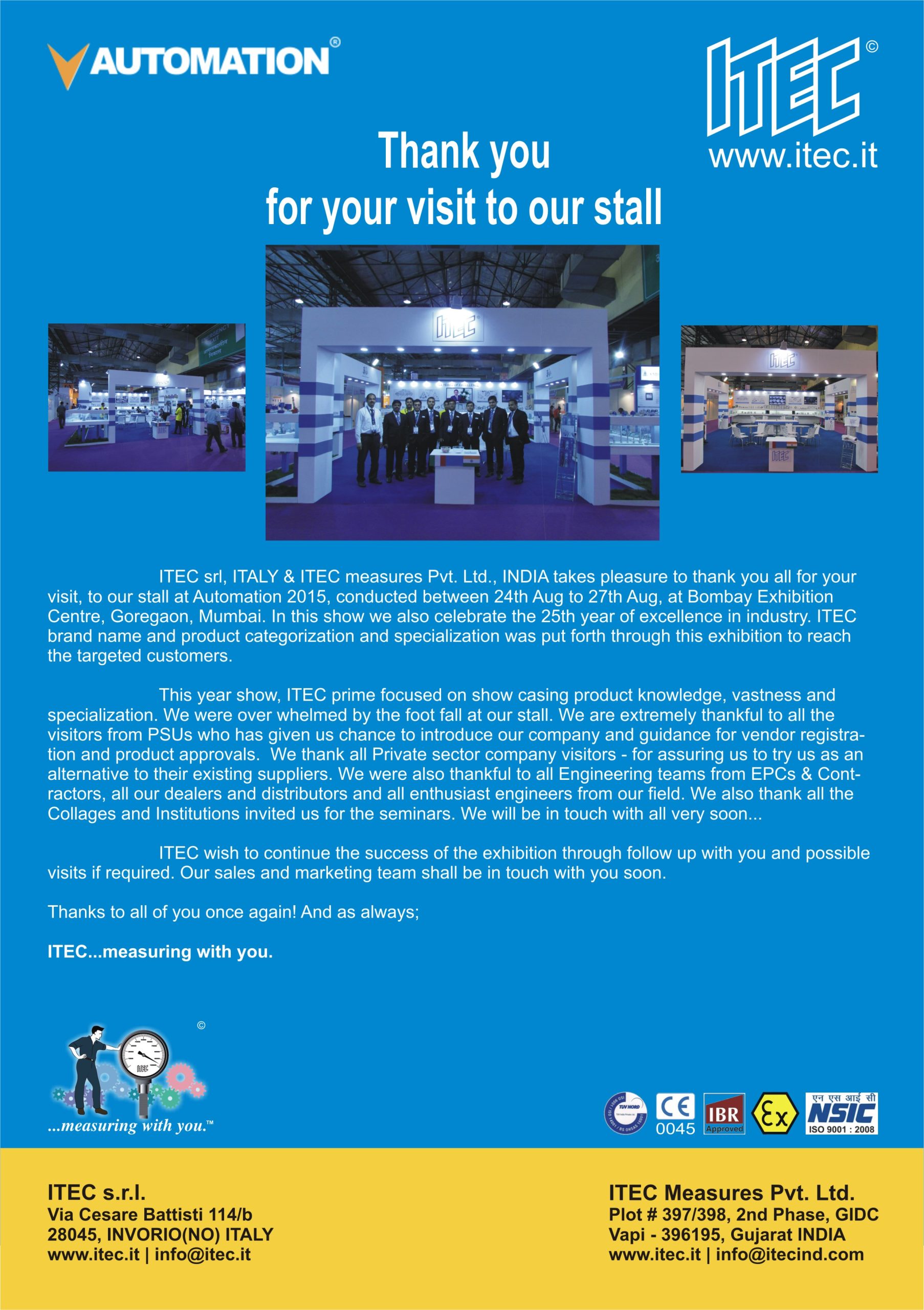 Read more about the article <p style="font-size:12px;">3 September 2015, Thursday</p>Automation 2015 : Thank you for your visit